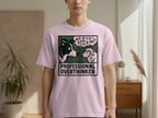 Dog and sheep in thought bubbles on a pink t-shirt with "PROFESSIONAL OVERTHINKER".