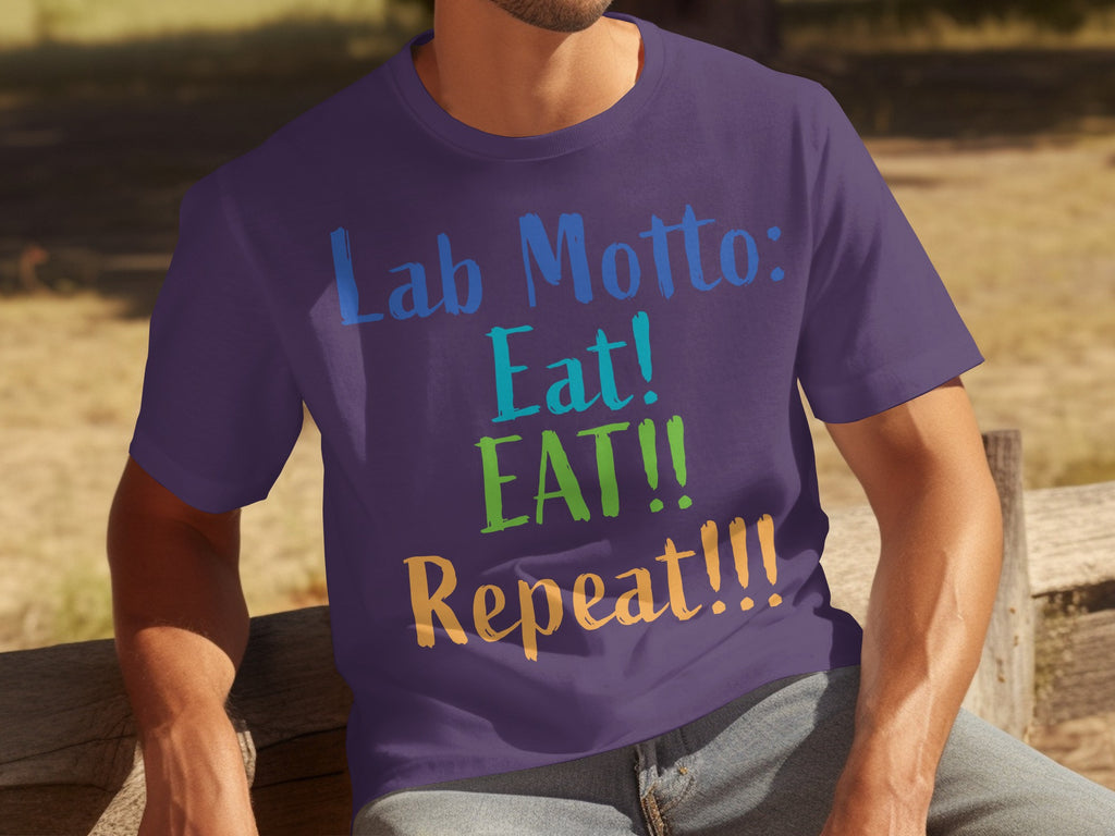 Lab Motto: Eat EAT Repeat Funny Graphic Tee Shirt