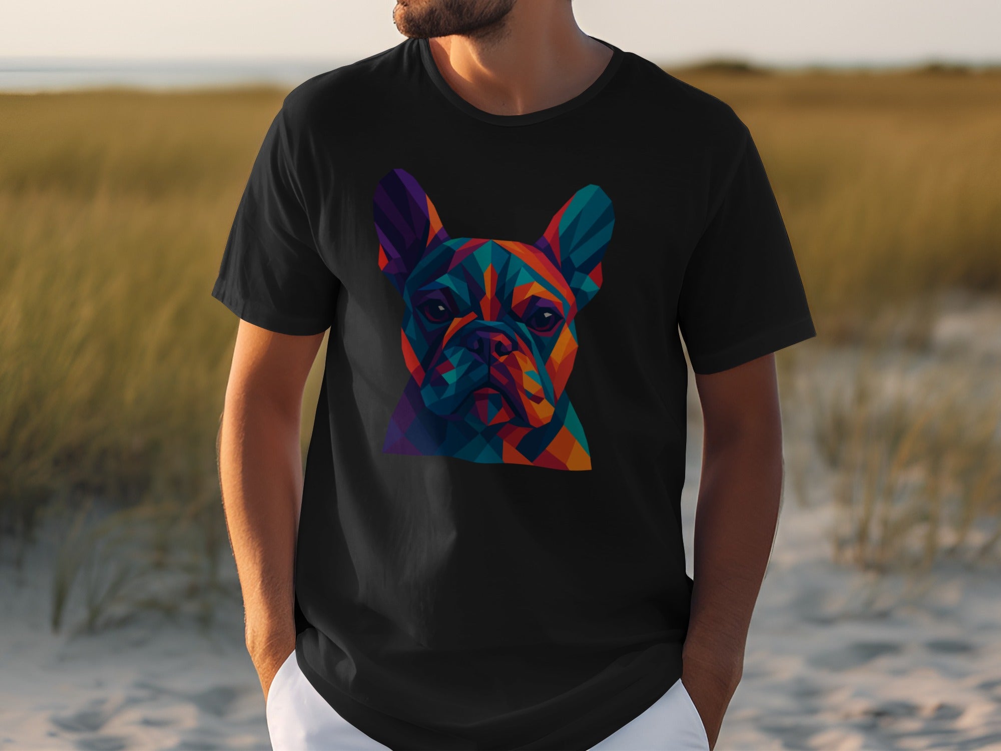 Colorful Geometric French Bulldog Graphic Tee