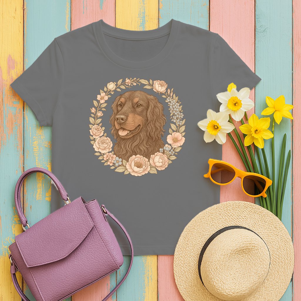 Floral Dog Print Graphic T-Shirt Casual Tee product