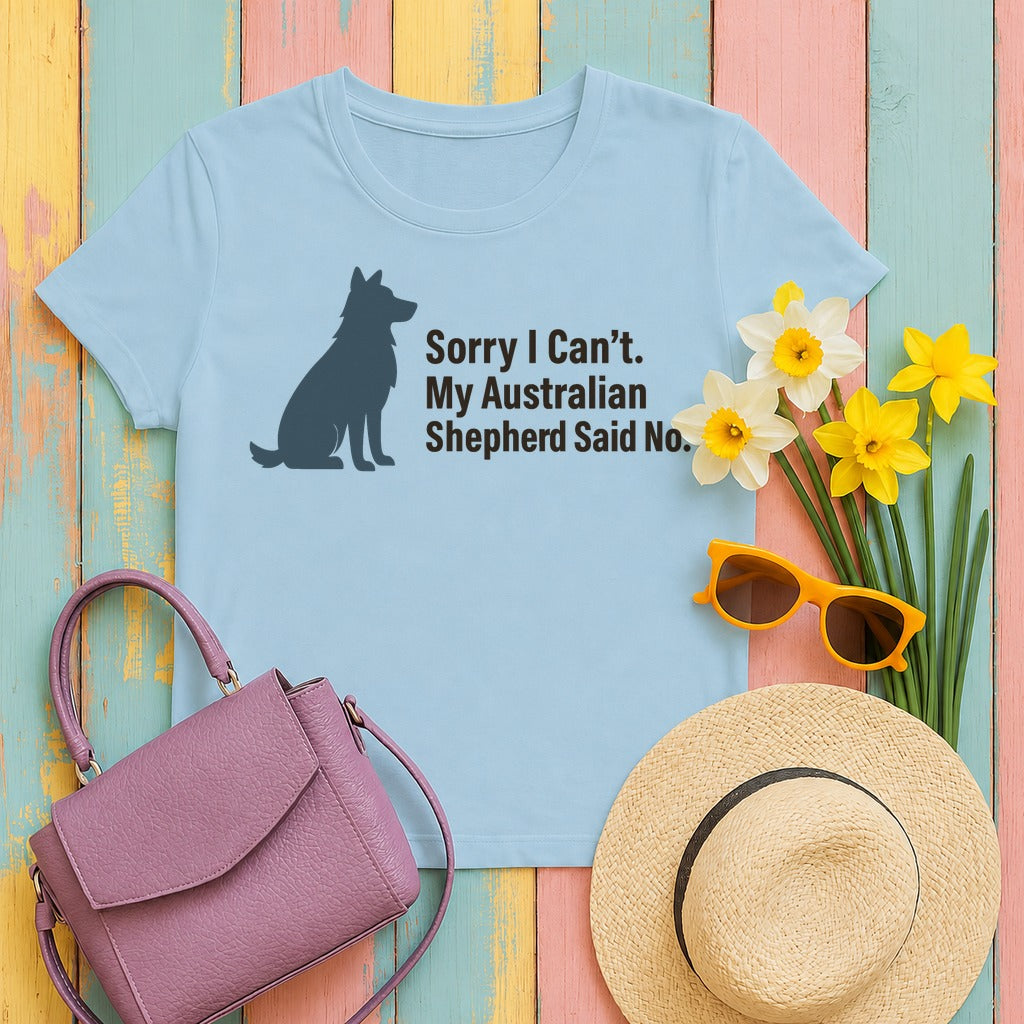 Aussie Said No. Humorous Graphic T-Shirt in Light Blue