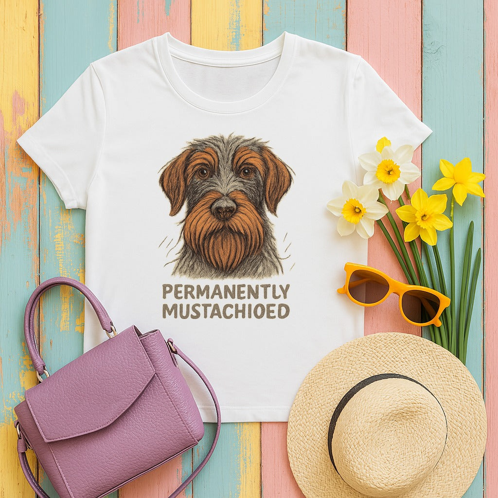 Wirehaired Pointing Griffon Permanently Mustachioed T-shirt in White