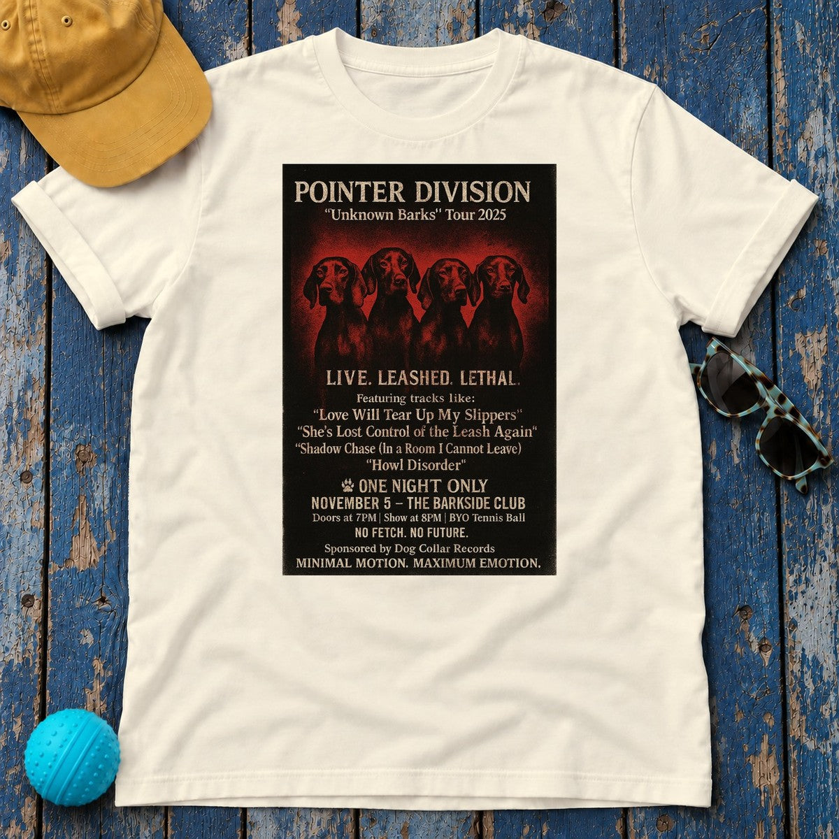"Pointer Division" Vizsla Punk Concert T-shirt in Natural