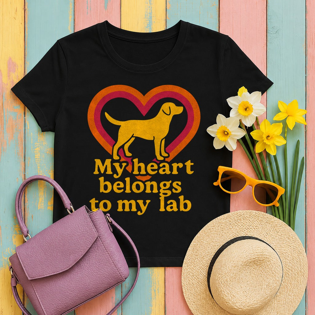 My Heart Belongs To My Lab T-Shirt in Black