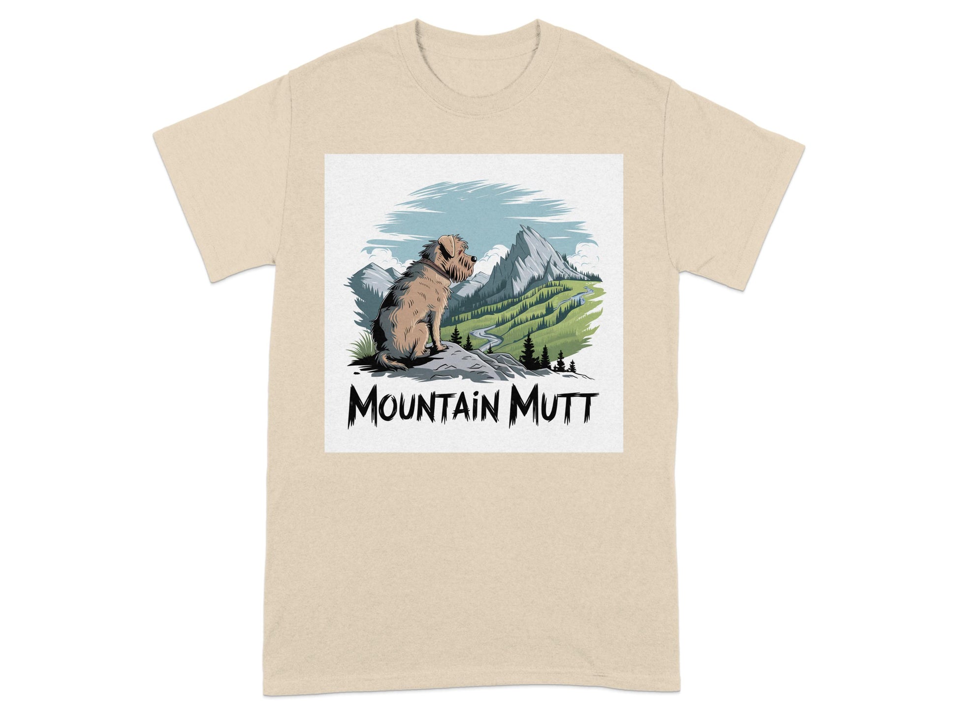 Mountain Mutt Dog with Scenic View T-shirt product