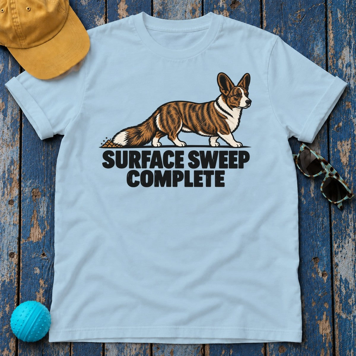 Surface Sweep Complete Corgi T-Shirt — Light Blue