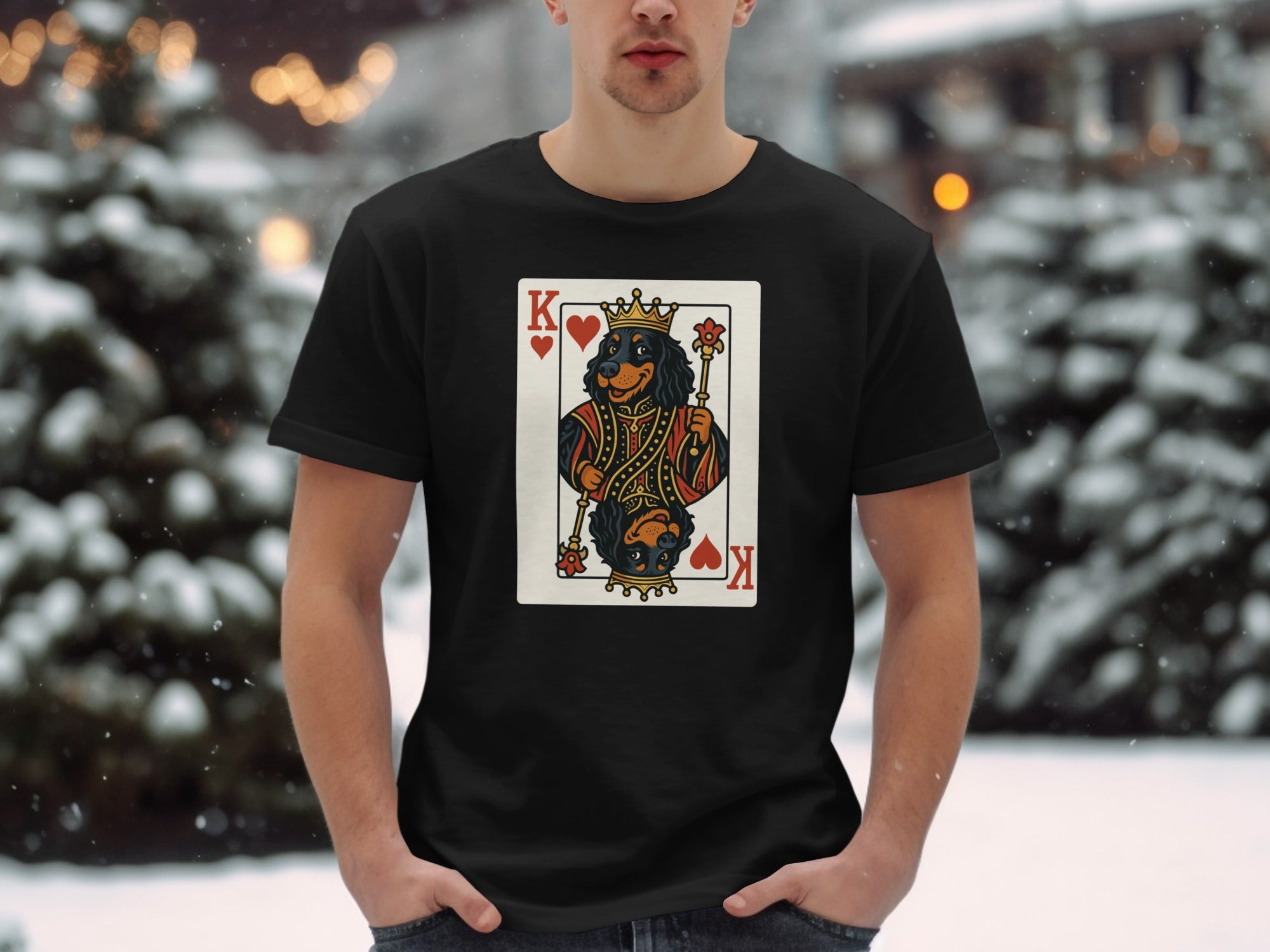 King of Hearts Bear Art T Shirt for Winter Season