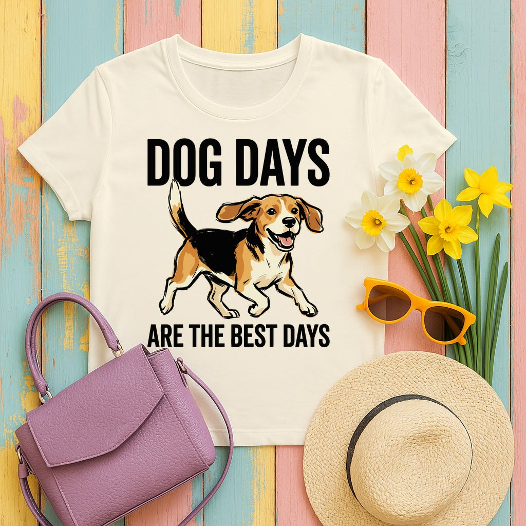Joyful Beagle 'Dog Days' T-Shirt in Natural