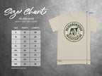 Gildan 5000 heavy cotton t-shirt size chart with width and length measurements.