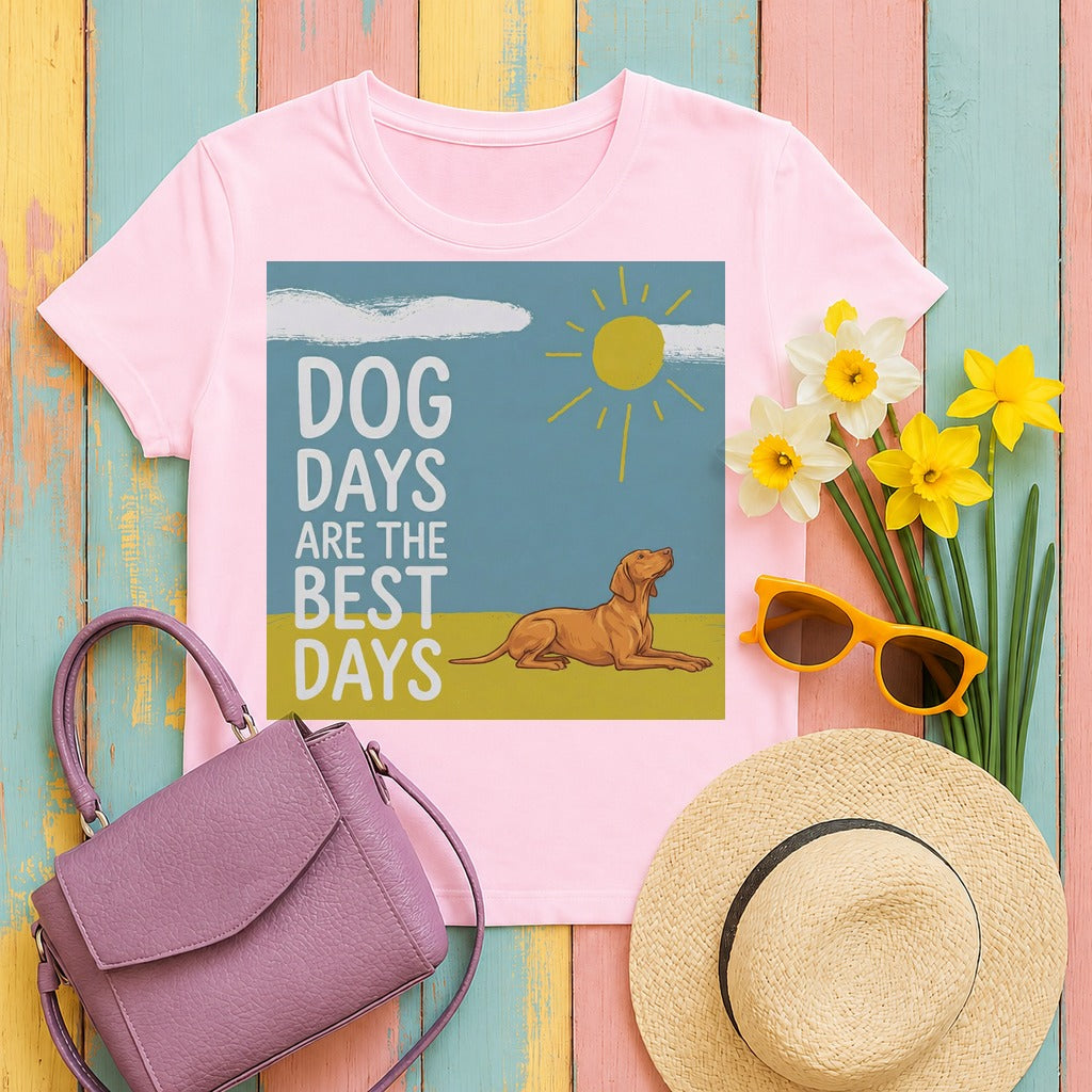 Dog Days are the Best Days with Vizsla T-Shirt in Light Pink