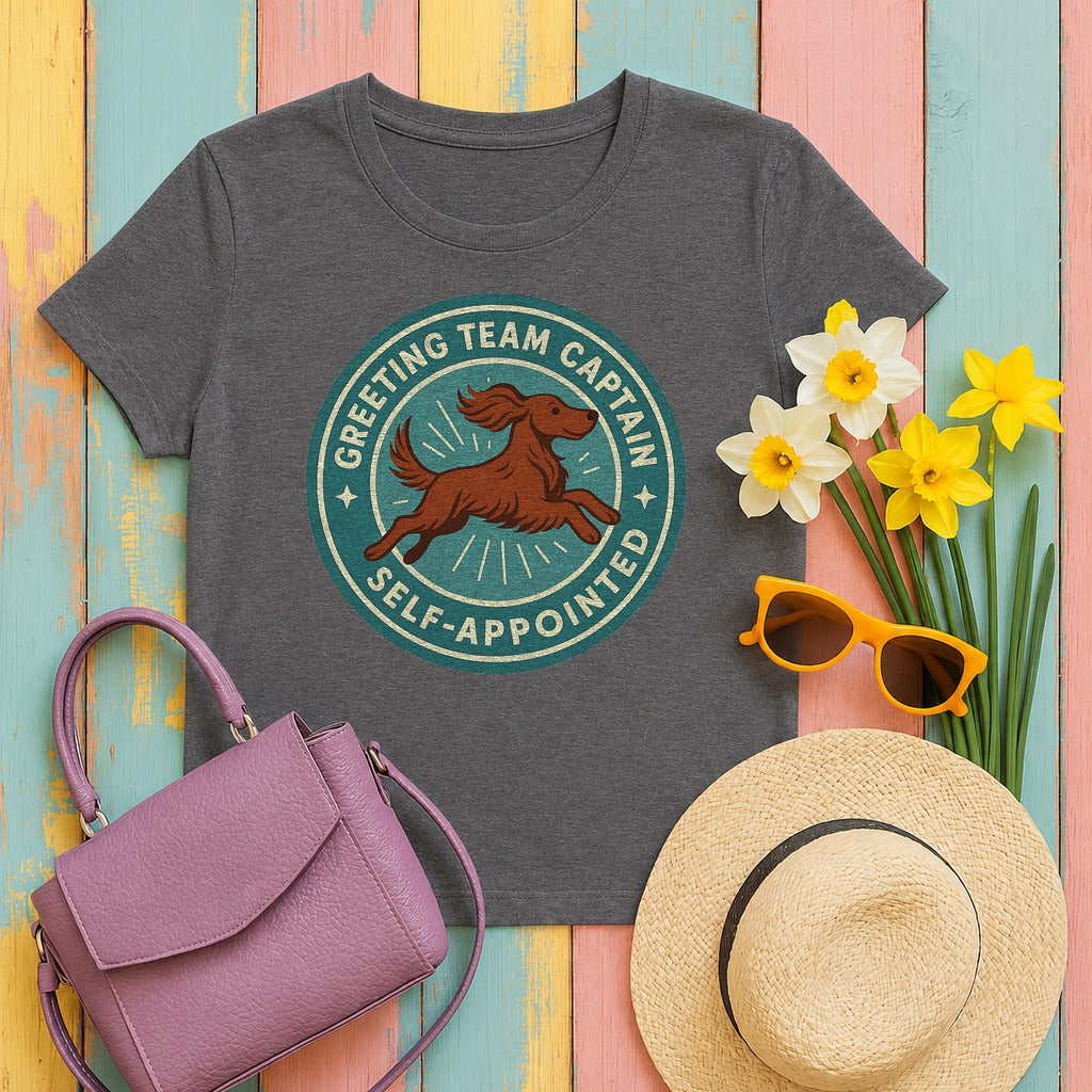Irish Setter Greeting Team Captain T-shirt in Dark Grey Heather