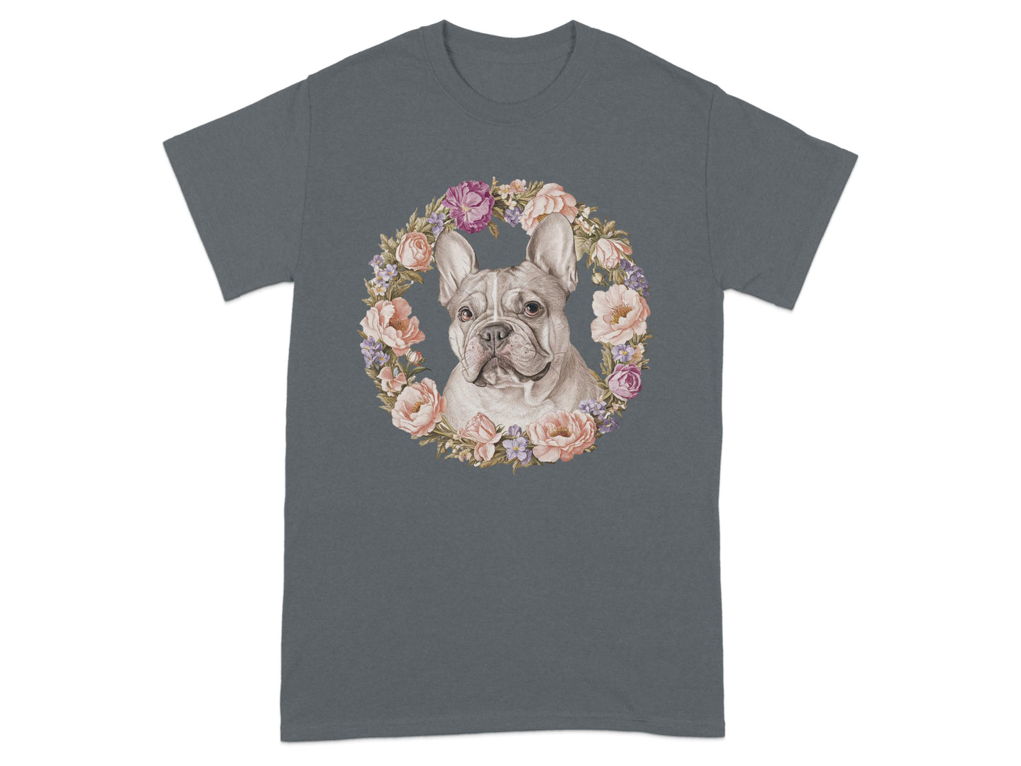 Cute French Bulldog with Floral Wreath T-shirt product type