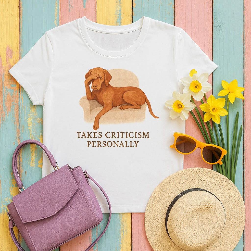 Vizsla Takes Criticism Personally Tee in White