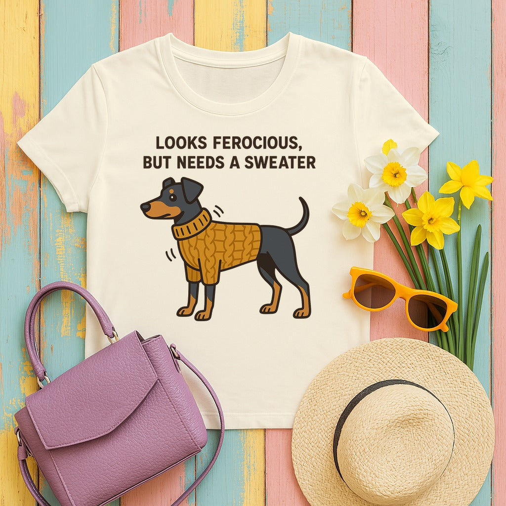 Doberman Looks Ferocious But Needs a Sweater Tee in Natural