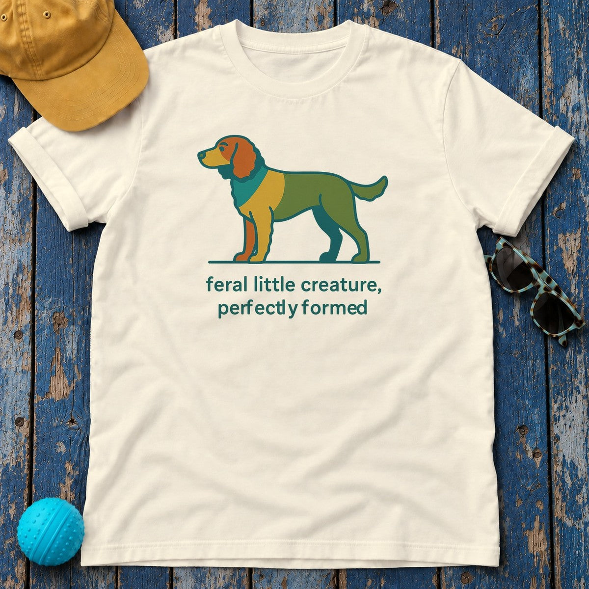 American Water Spaniel Feral Little Creature Tee in Natural