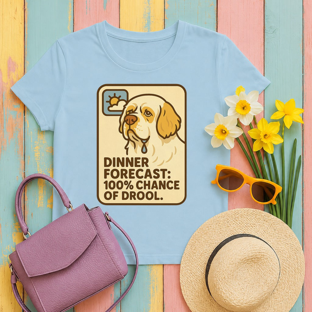 Clumber Dinner Forecast Tee in Light Blue