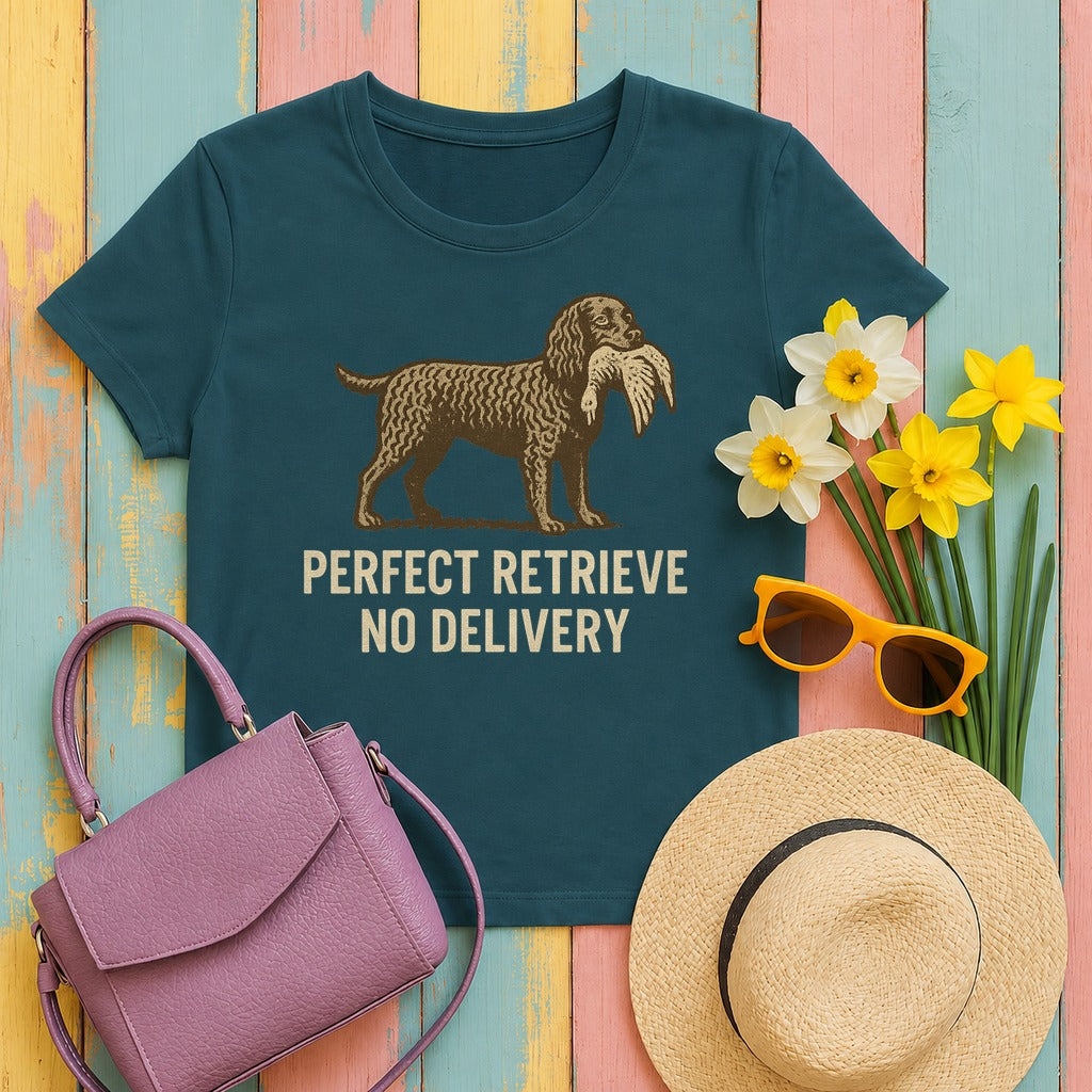 American Water Spaniel Perfect Retrieve No Delivery Tee in Heather Deep Teal