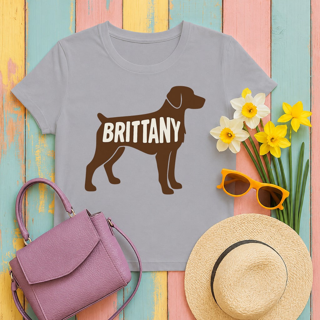 Brittany Spaniel Silhouette T-shirt in Athletic Heather
