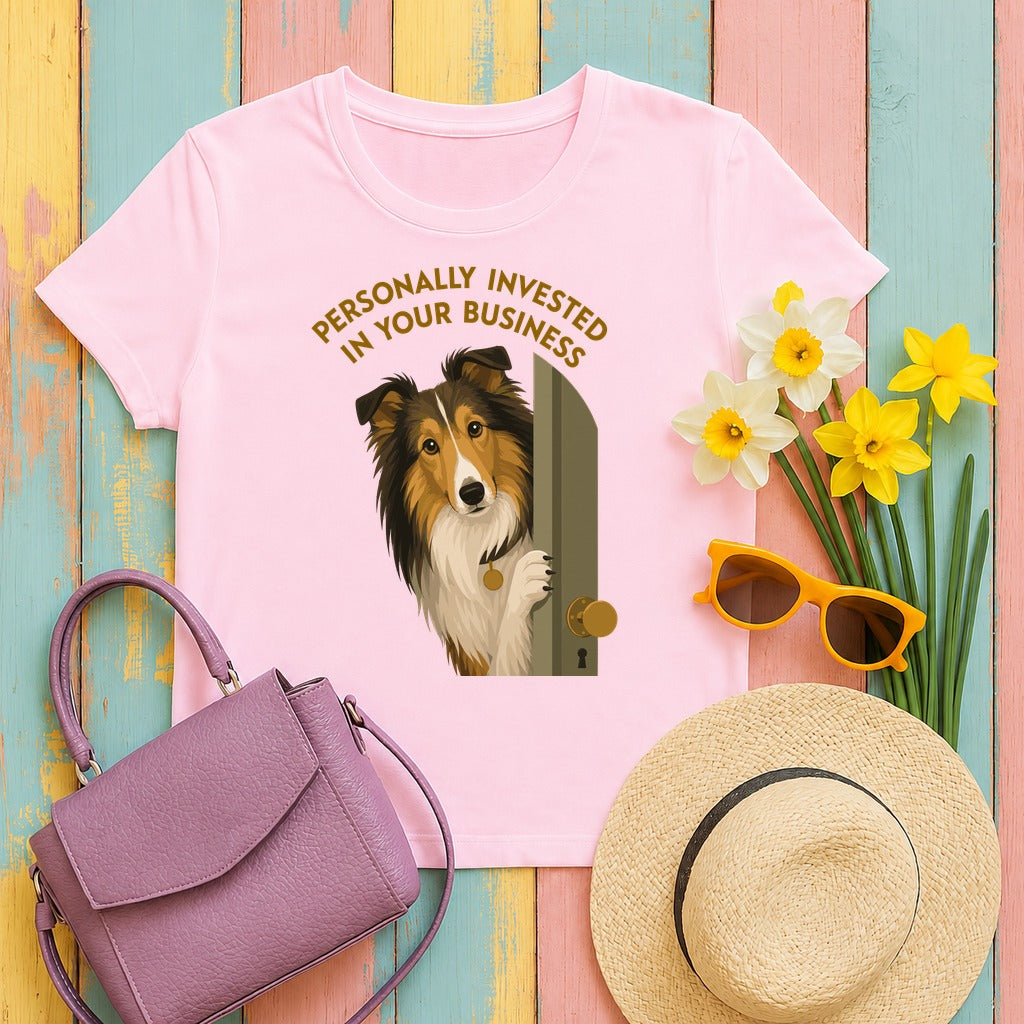 Invested Sheltie T-Shirt in Light Pink