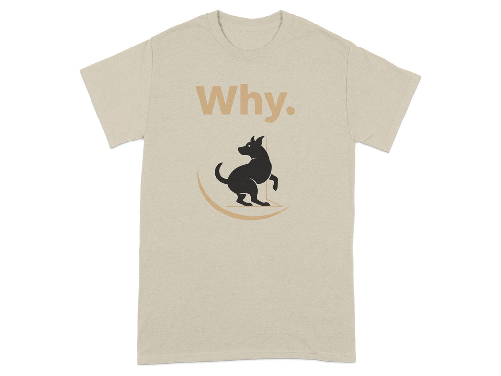 Quirky Why with Playful Dog Graphic Tee for Adults