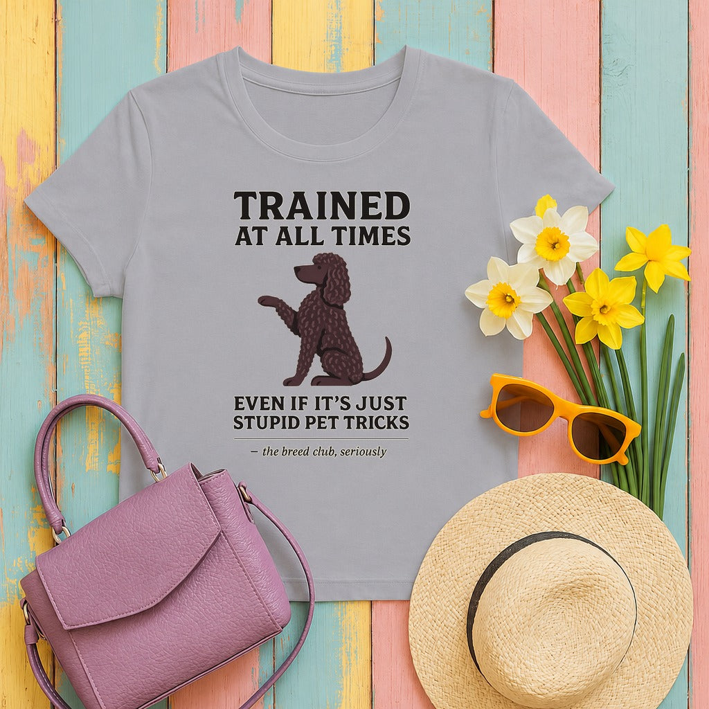 Irish Water Spaniel Trained At All Times Tee in Athletic Heather