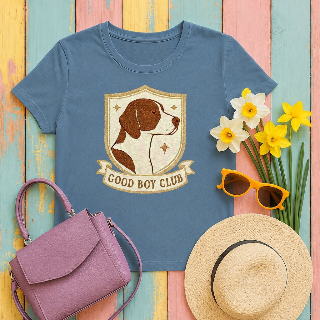Pointer Good Boy Club T-shirt in Steel Blue