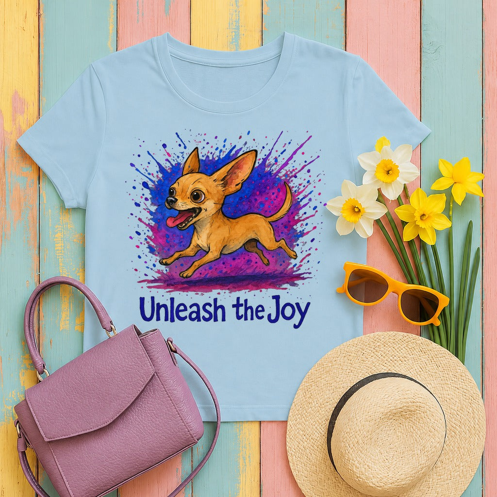 Unleash the Joy Chihuahua Graphic T-Shirt in Light Blue