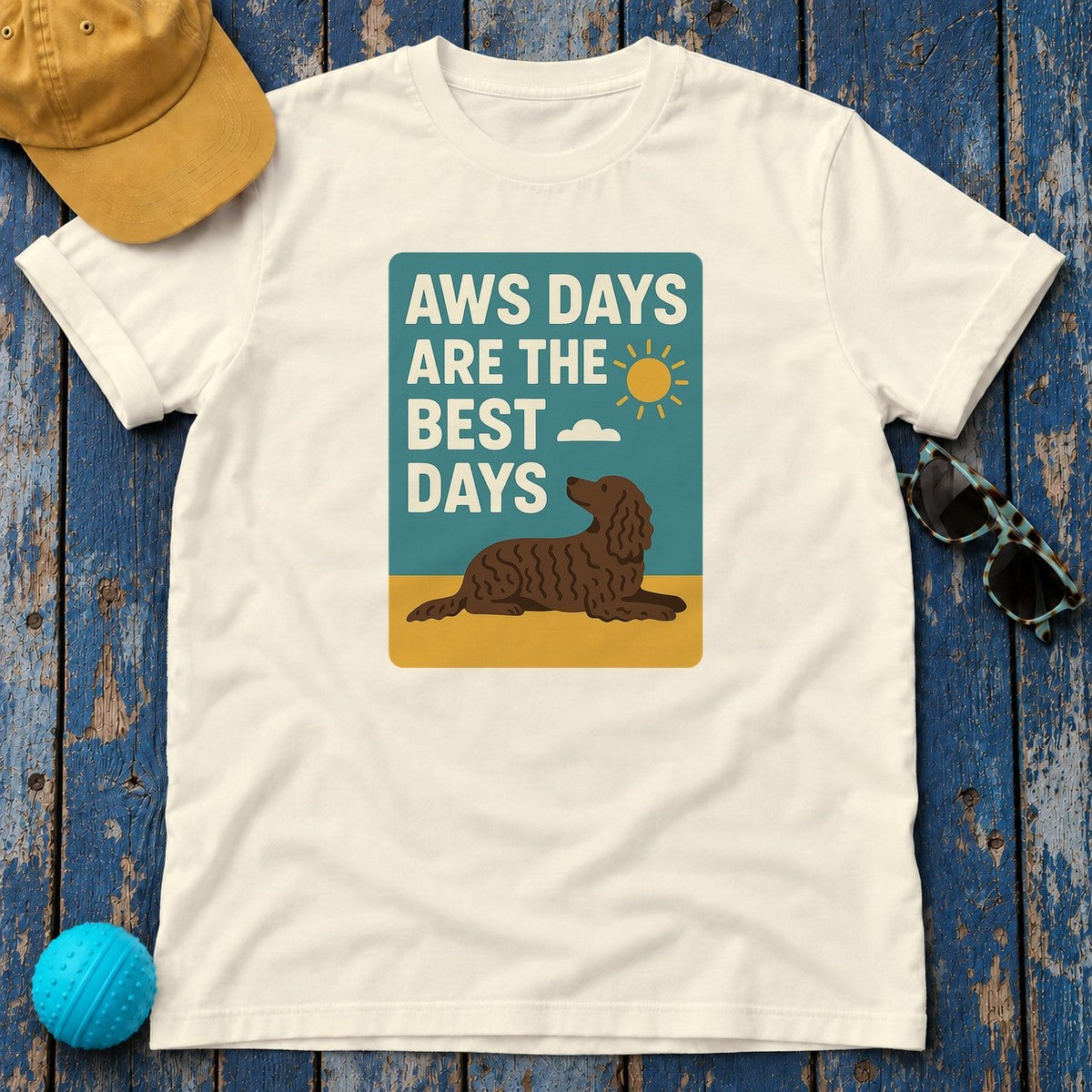 American Water Spaniel AWS Days Are The Best Days Tee in Natural