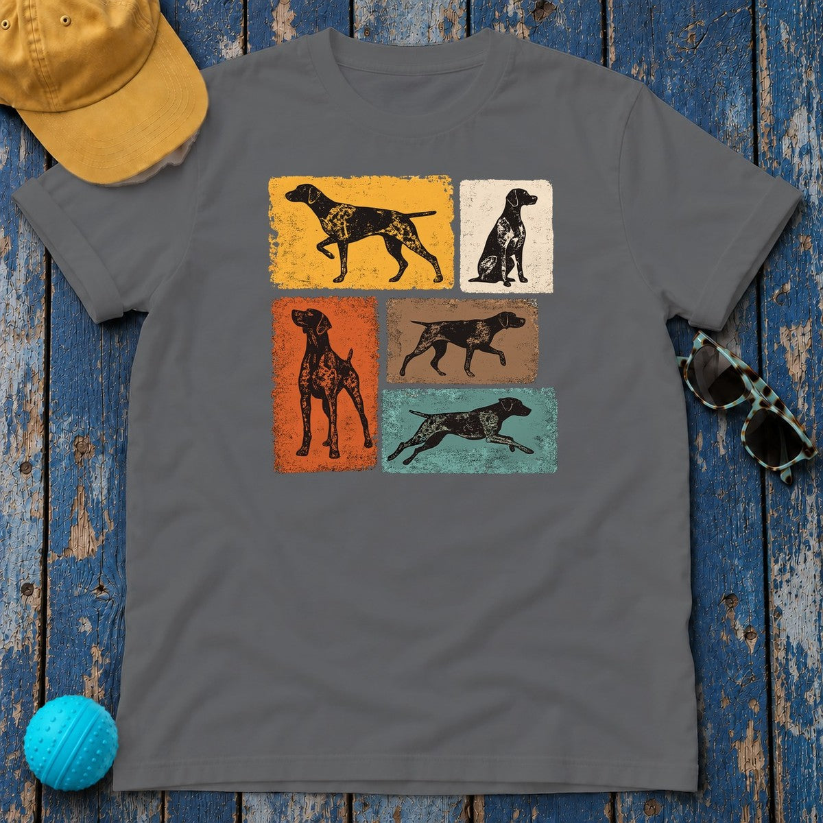 Heritage Pointer Dog Silhouettes T-Shirt in Graphite Heather