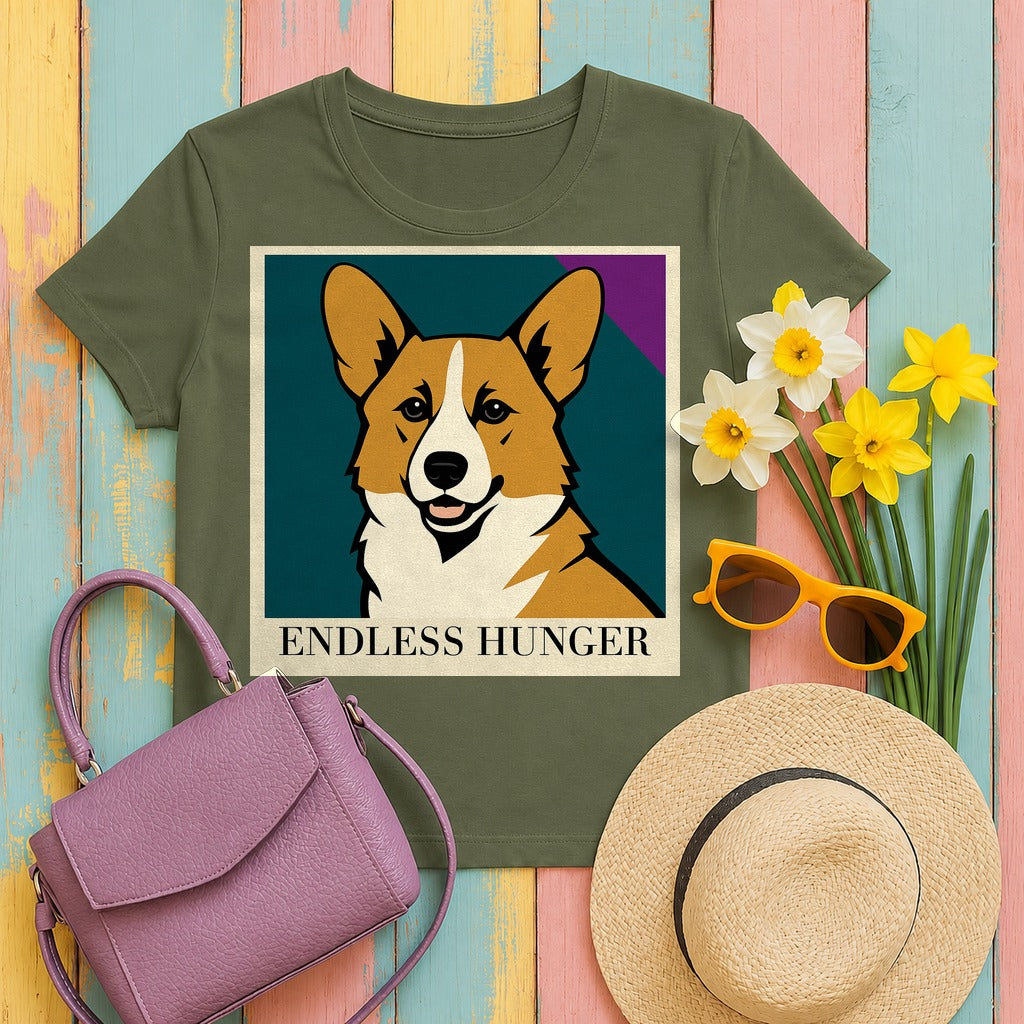 The Corgi Hunger Statement T-Shirt in Military Green