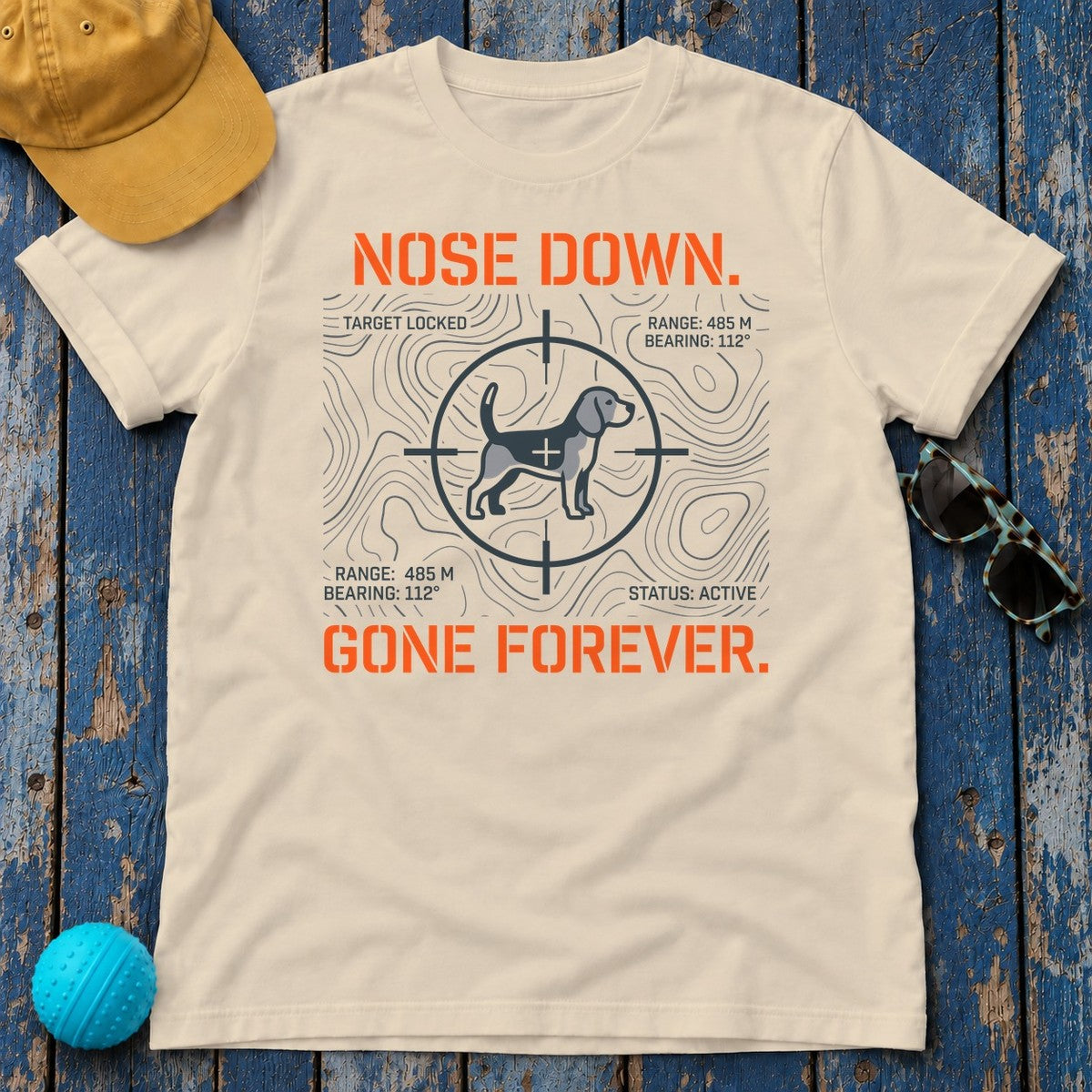 Nose Down. Tactical Beagle T-Shirt in Sand