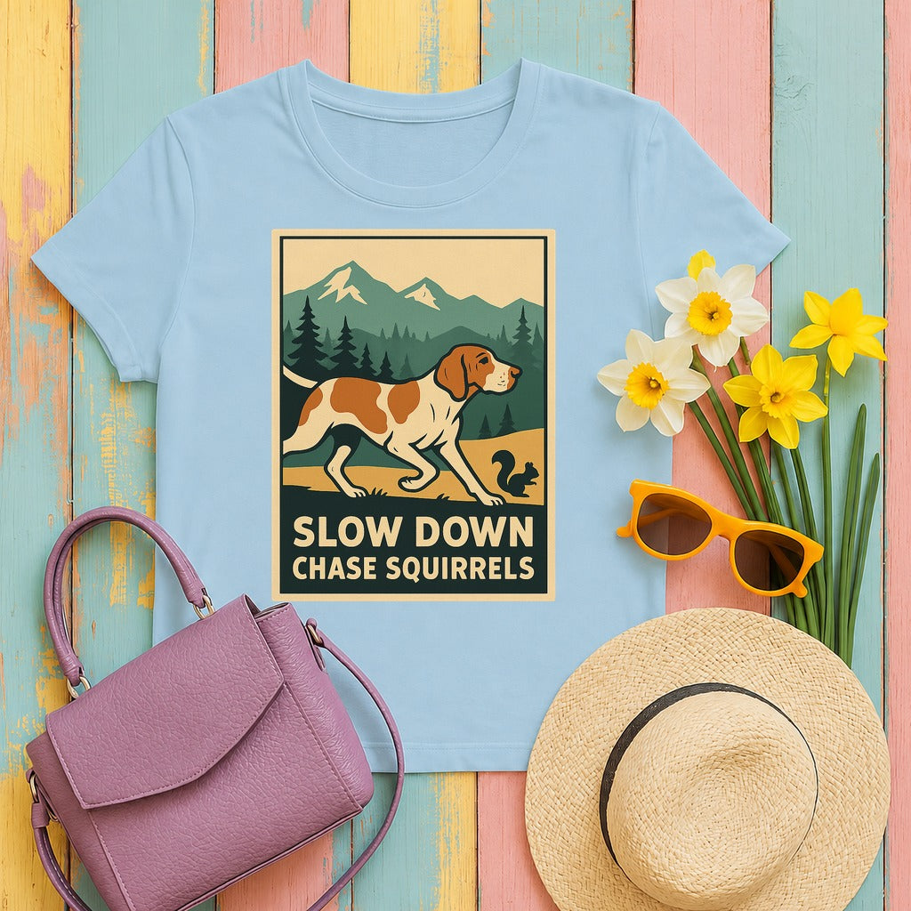 Bracco Italiano Chase Squirrels Tee in Light Blue