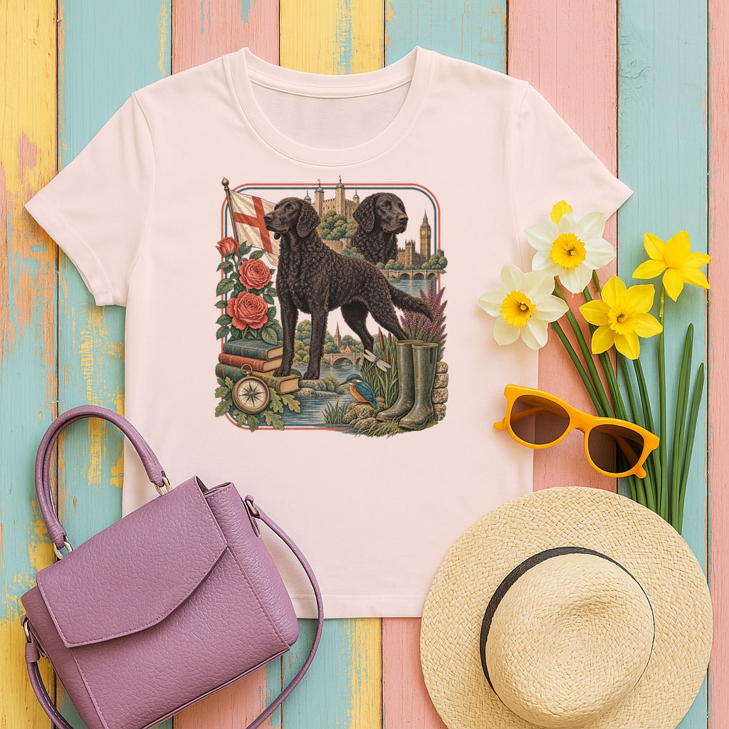 Curly-Coated Retriever England Heritage tee, Soft Pink