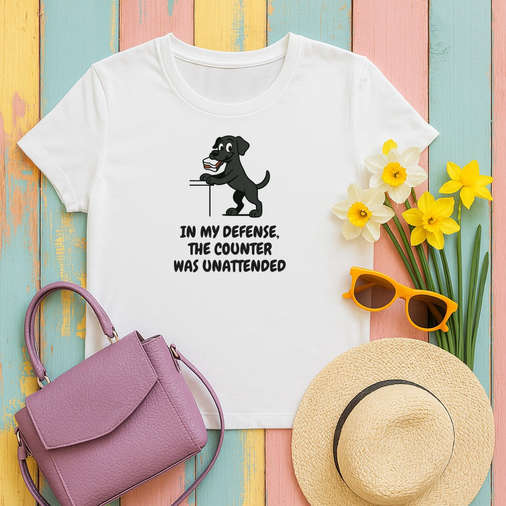 Black Labrador Counter Was Unattended Tee in White