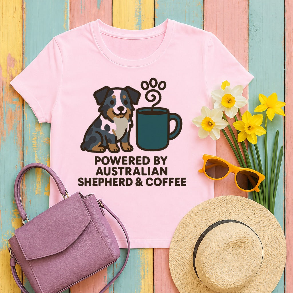 Powered By Aussie & Coffee T-Shirt in Light Pink