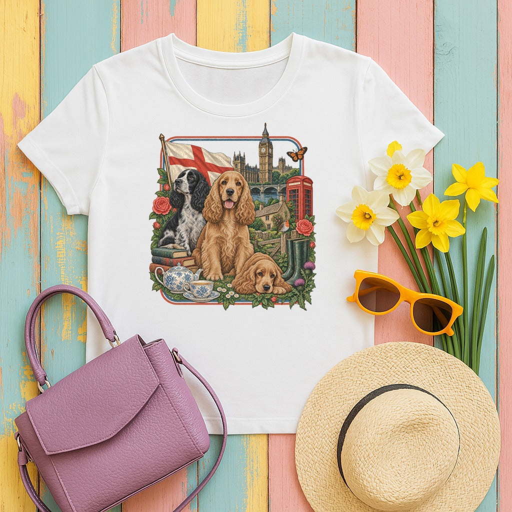 Cocker Spaniel England Heritage tee, White
