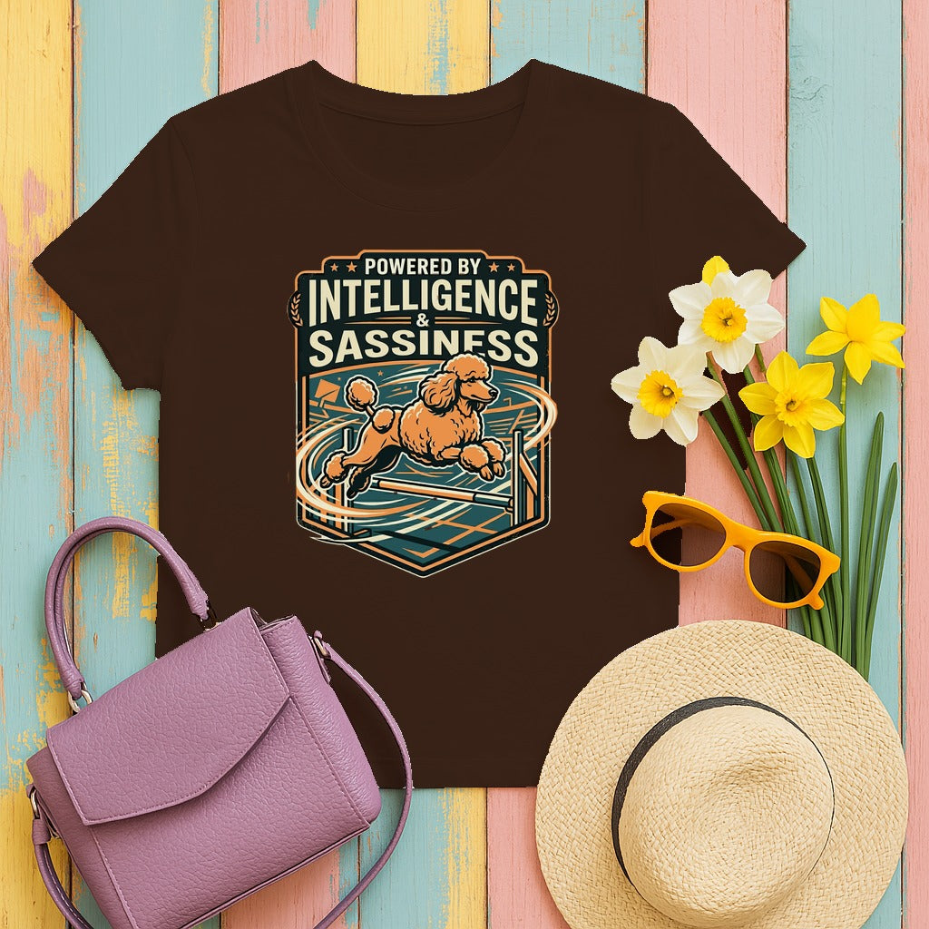 Powered by Sassiness Poodle T-Shirt in Dark Chocolate