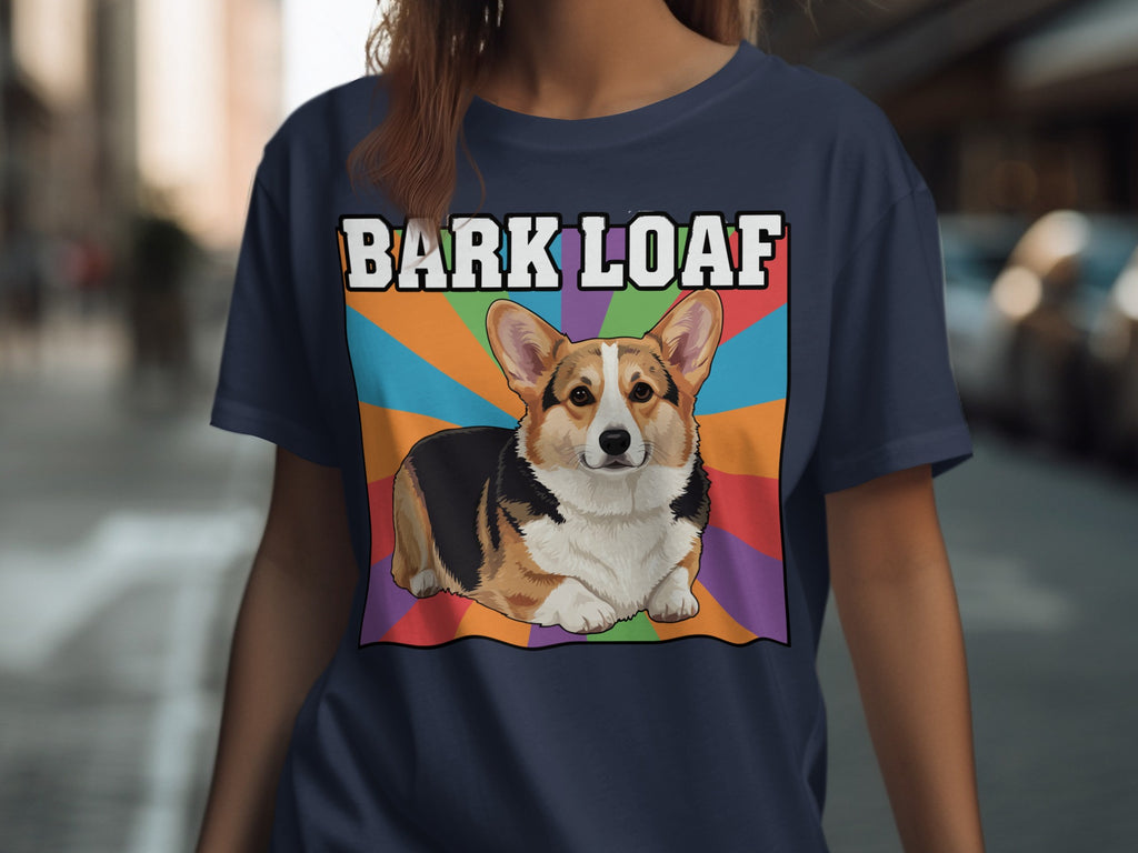 Colorful Corgi Bark Loaf Shirt with Rainbow Background