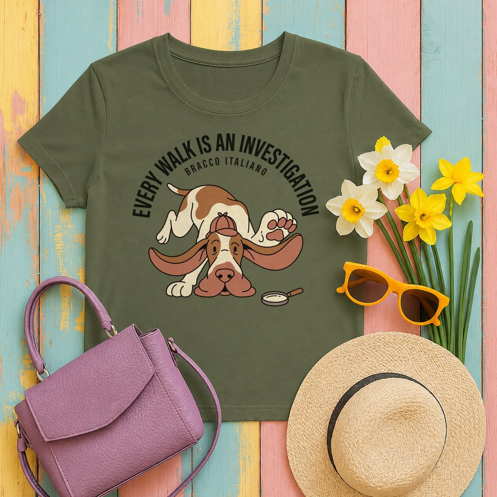 Bracco Italiano Detective Walk T-Shirt in Military Green