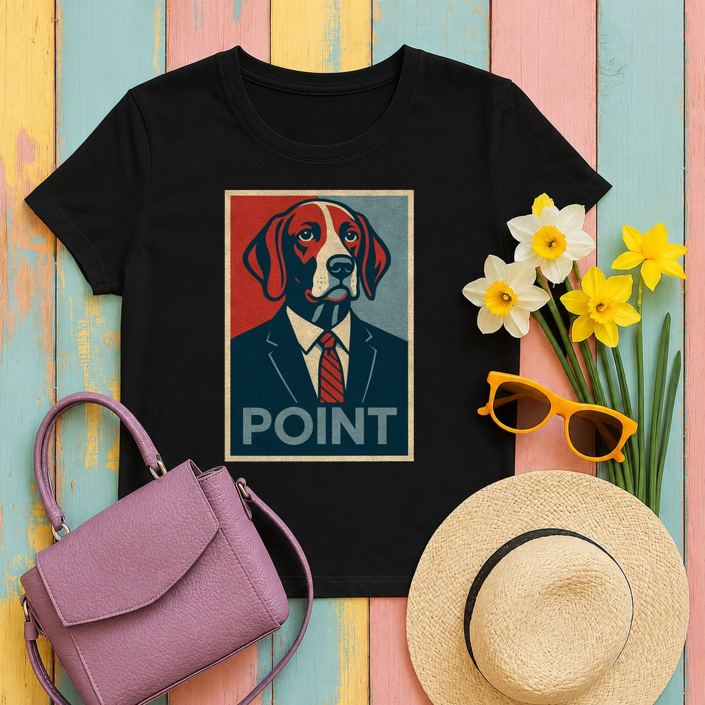 German Shorthaired Pointer Dog Suit Tie Pop Art Illustration Design T-Shirt in Black