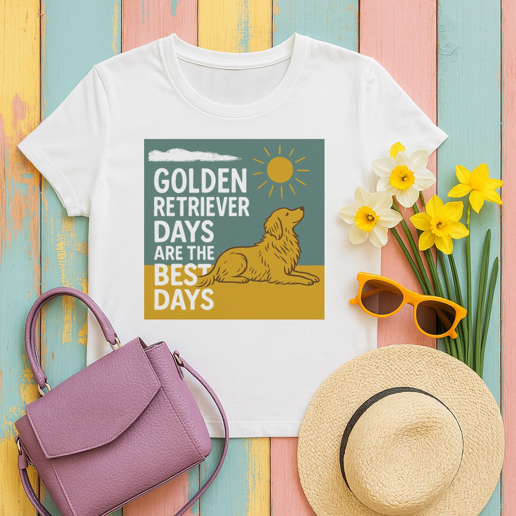 Golden Retriever Sunshine Days T-Shirt in White