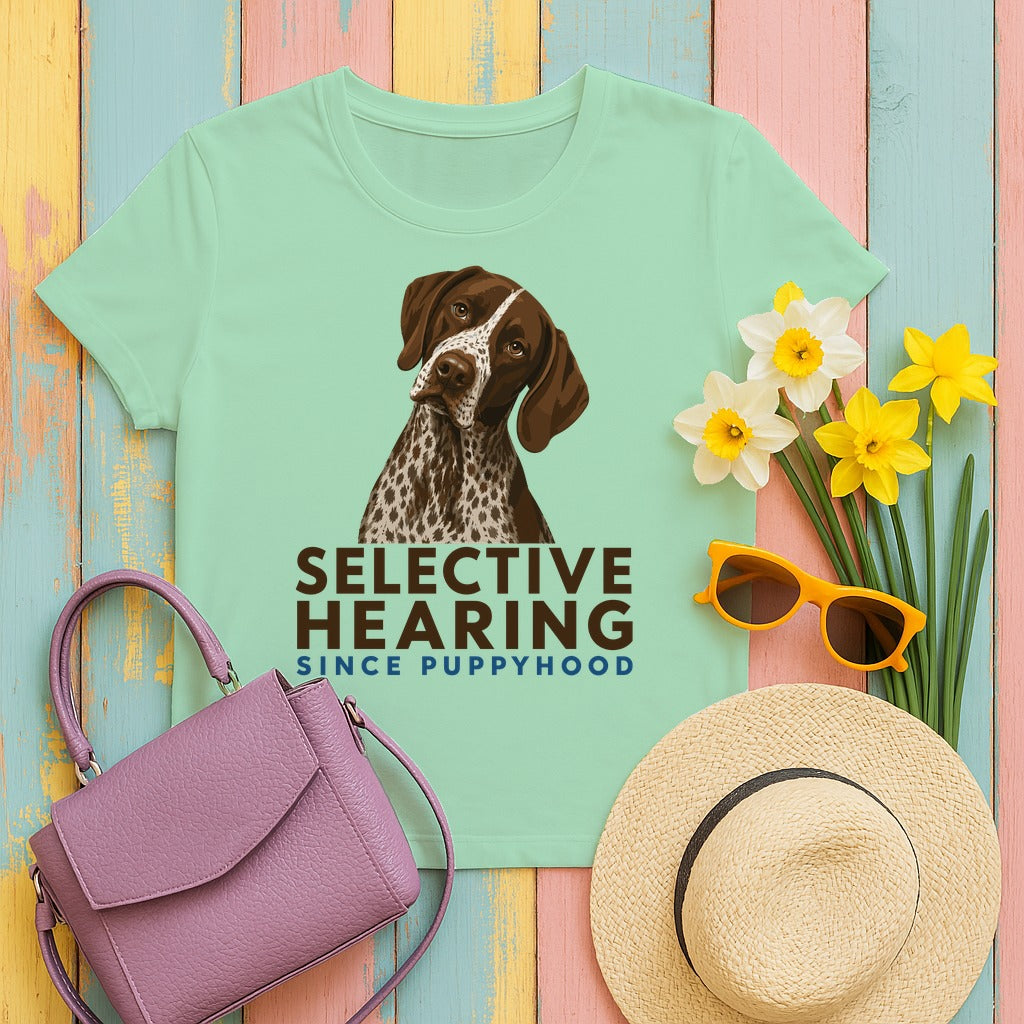 Selective Hearing German Shorthaired Pointer T-Shirt in Mint Green
