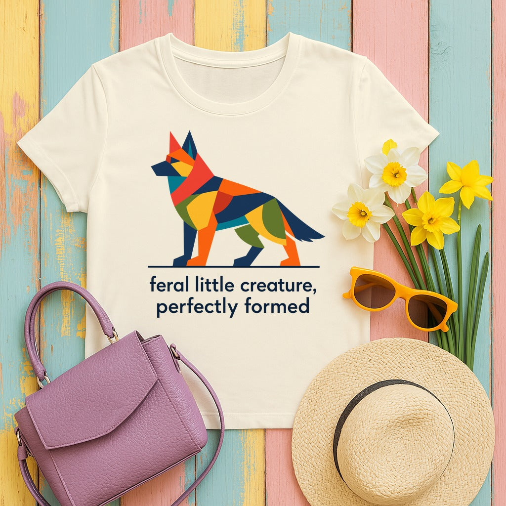 Abstract Feral German Shepherd T-Shirt in Natural