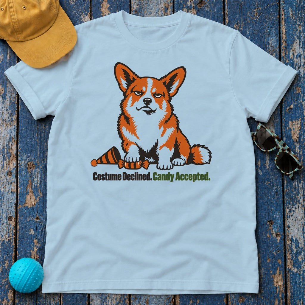 Costume Declined Candy Accepted Corgi T-Shirt — Light Blue