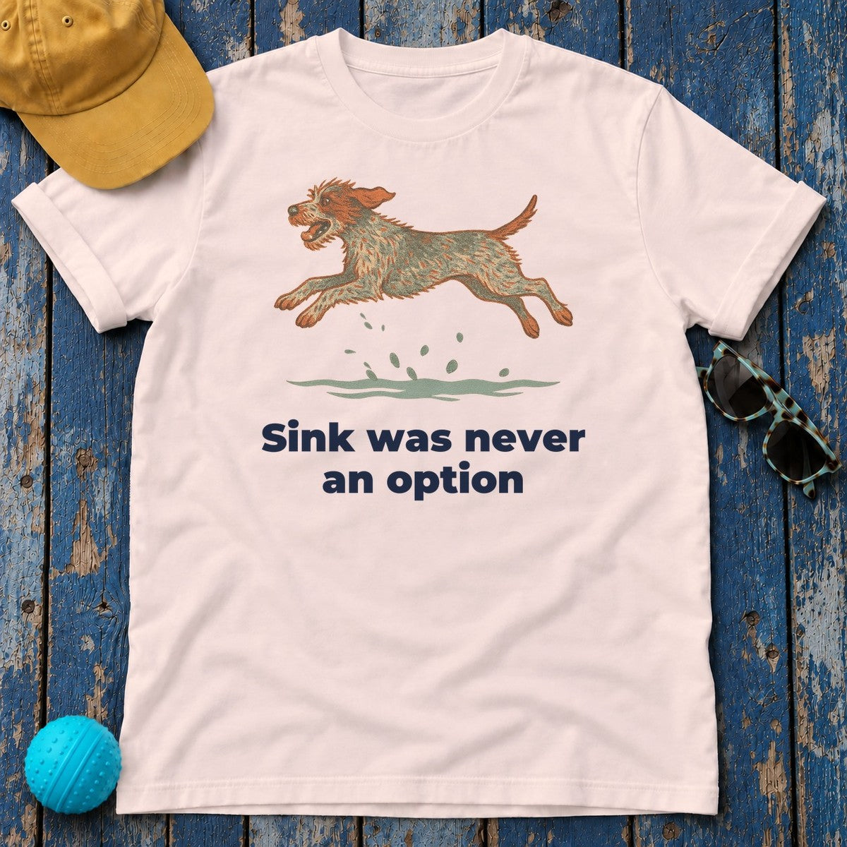 Wirehaired Pointing Griffon Sink Was Never An Option Tee in Soft Pink