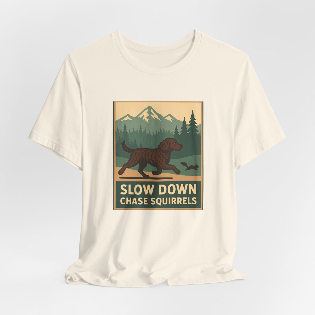 American Water Spaniel Slow Down Chase Squirrels Tee