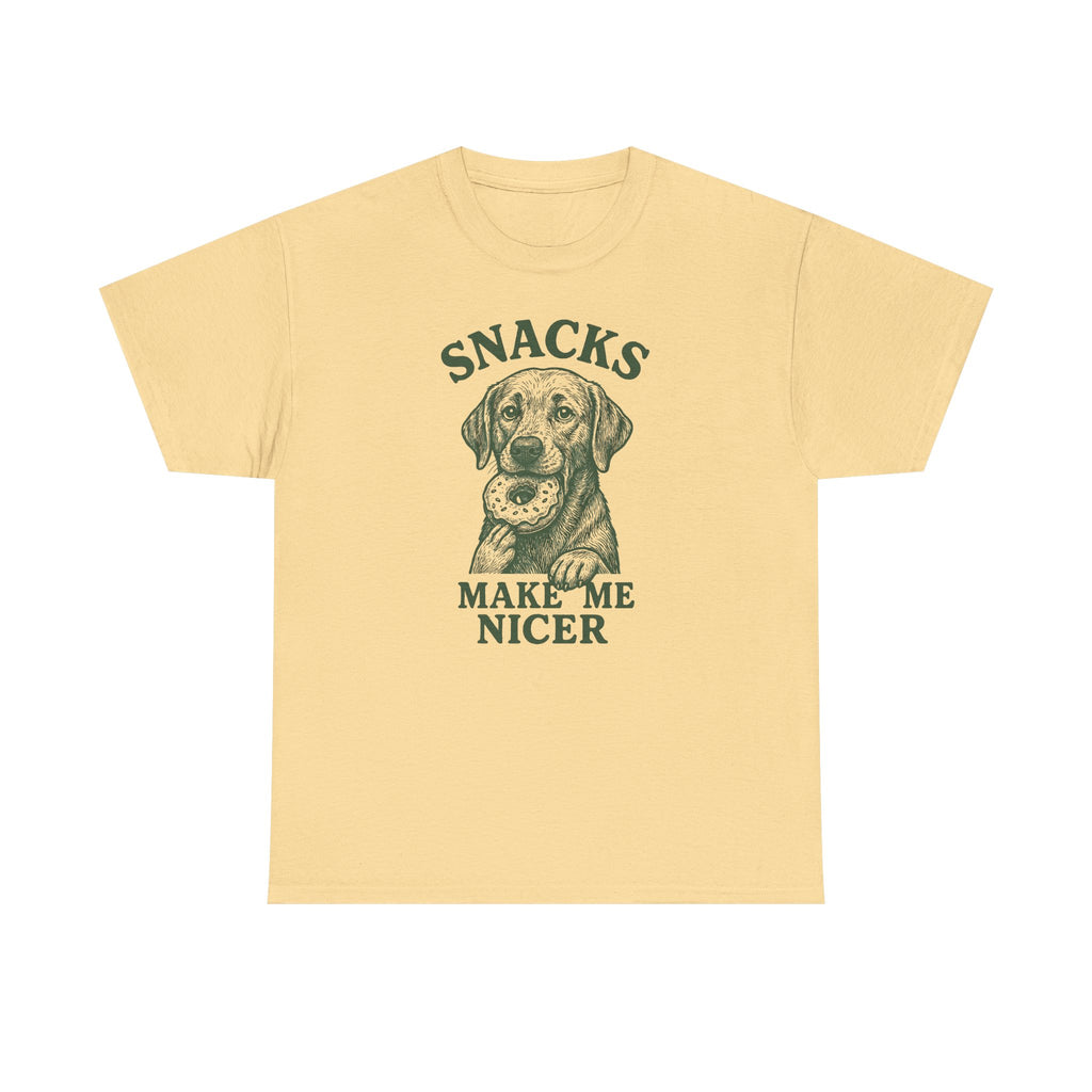 Snacks Make Me Nicer Labrador With Donut Graphic Novelty T-Shirt