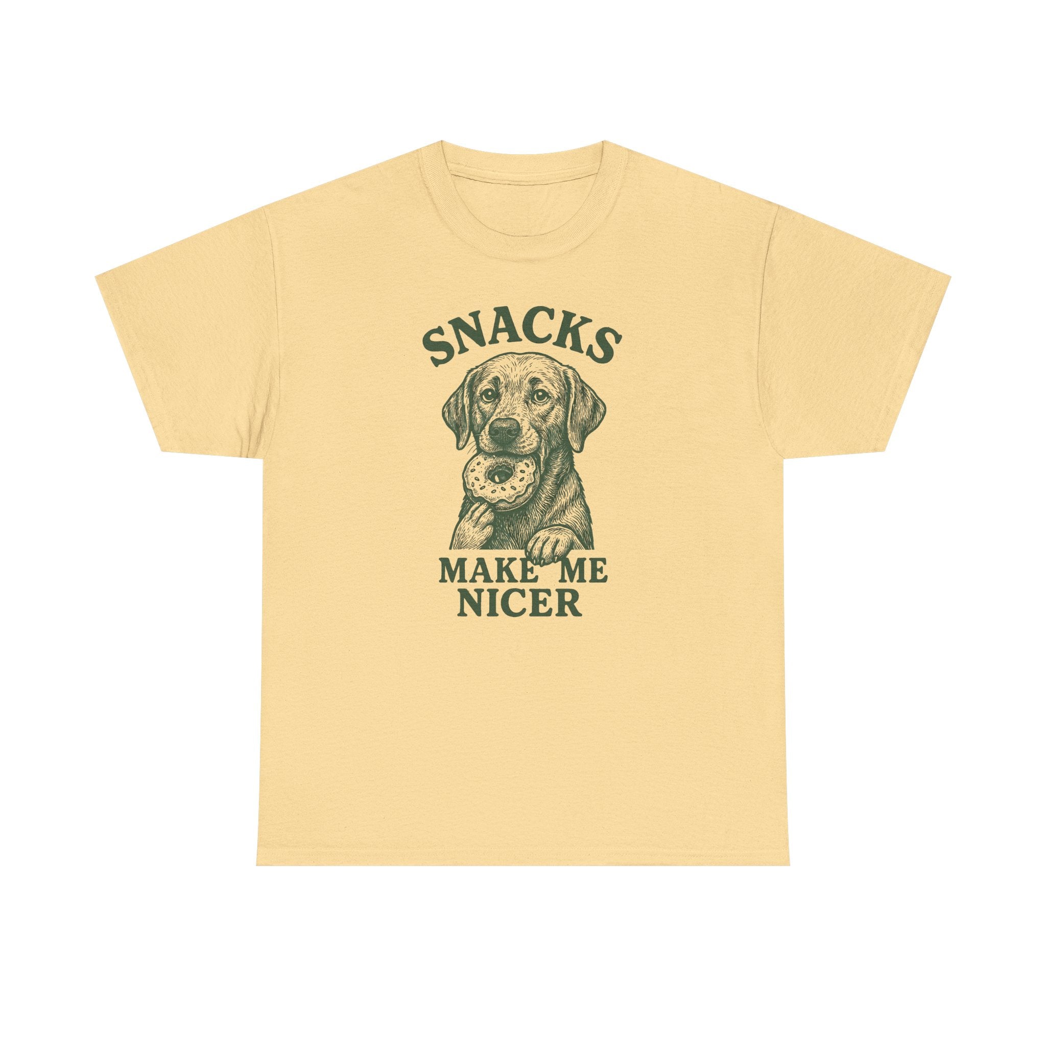Snacks Make Me Nicer Labrador With Donut Graphic Novelty T-Shirt