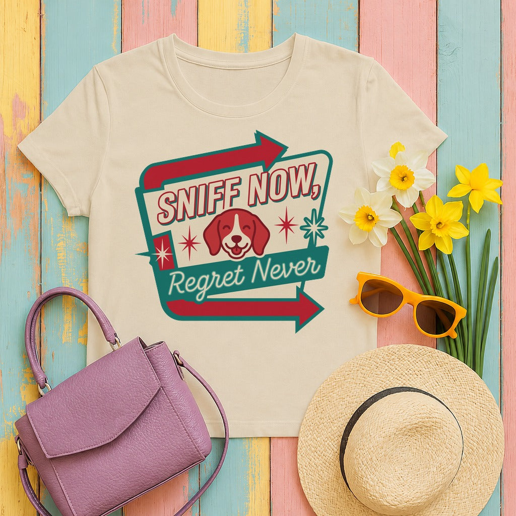mig2 sniff-now-regret-never-retro-beagle tee flat lay hero v8