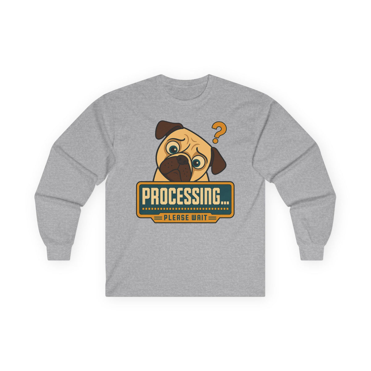 The Processing Pug Long Sleeve Tee in Sport Grey
